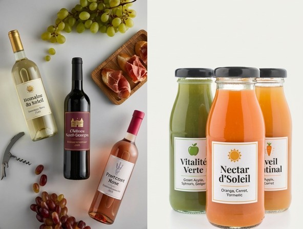 Présentation de bouteilles étiquetées issue de la plaquette