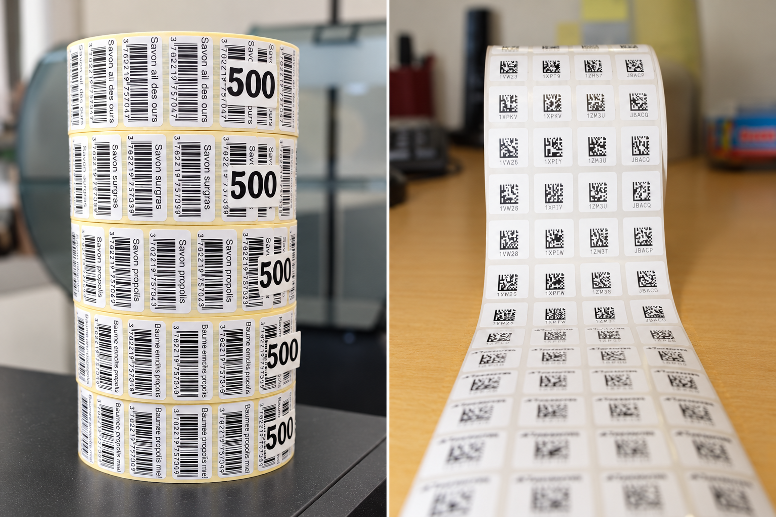 Étiquettes avec codes-barres et codes 2D pour l’identification industrielle